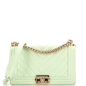 Chanel Old Medium Boy Flap Bag Chevron Lambskin